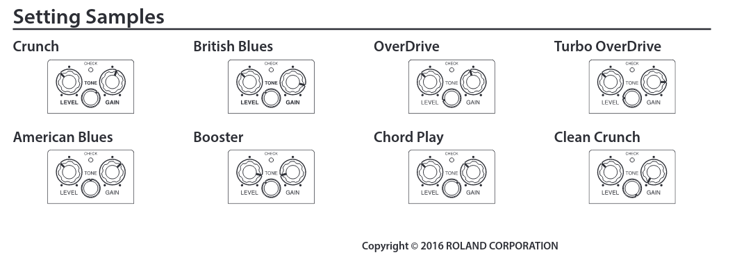 Boss BD2 sample settings