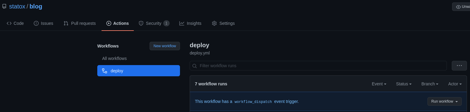 deploy workflow