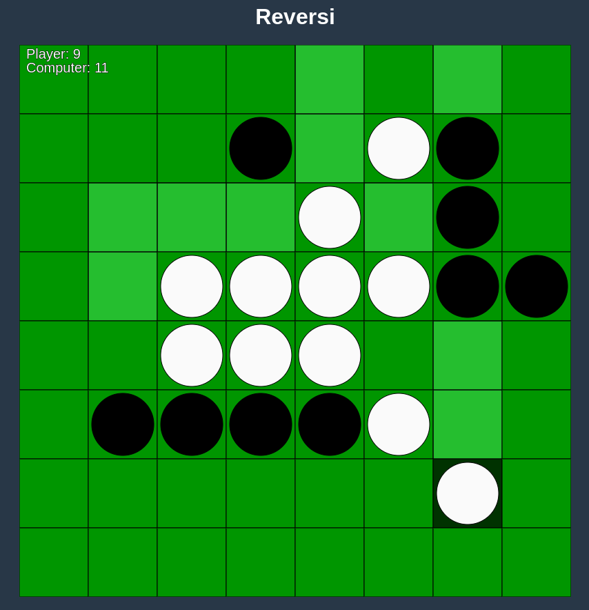 Screenshot of my Reversi implementation