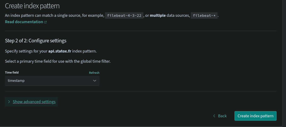 Index pattern settings 2